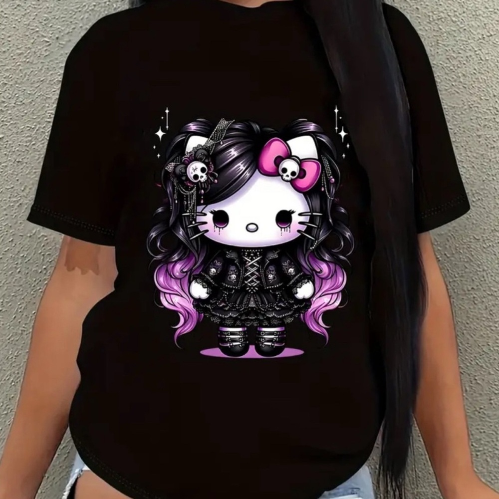 Hello Kitty 💜 NEW!! Black Graphic T-Shirt